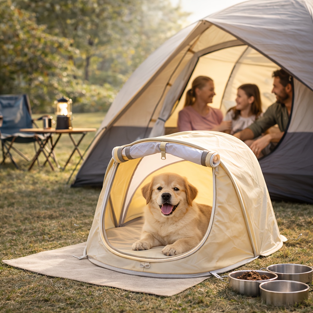 Outdoor Camping Dog Kennel - خيمة قابلة للطي للحيوانات الأليفة، بيت