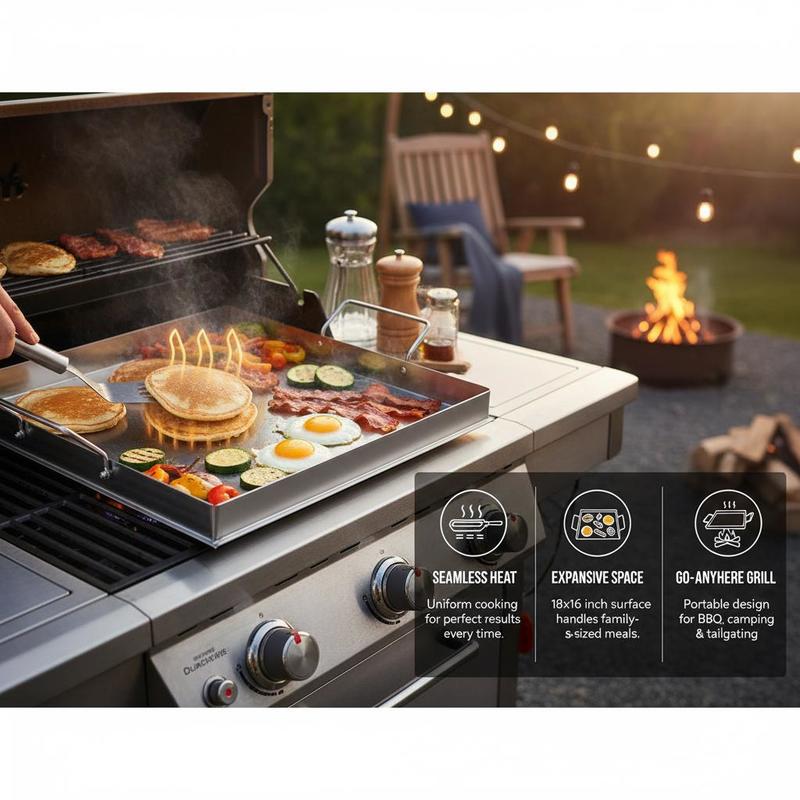شواية مسطحة عالمية مقاس 18x16  - مراجعة Kitchen Outdoor Camping وسعره