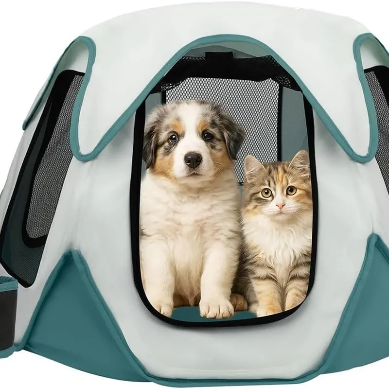 حامل حيوانات أليفة محمول قابل  - مراجعة Outdoor Camping Dog Kennel وسعره