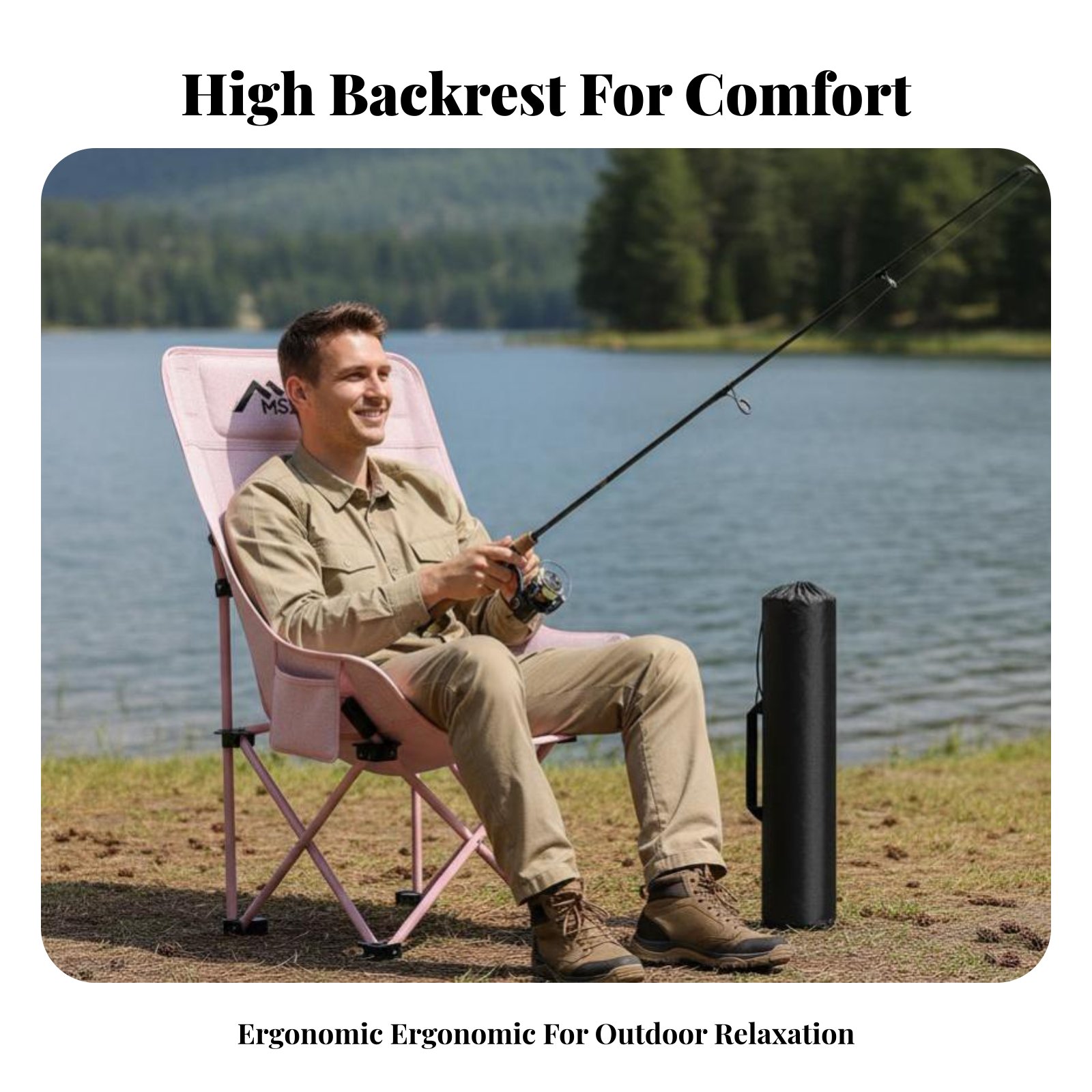 كرسي شبكي قابل للطي بظهر عالٍ  - مراجعة Outdoor Camping Recliner وسعره