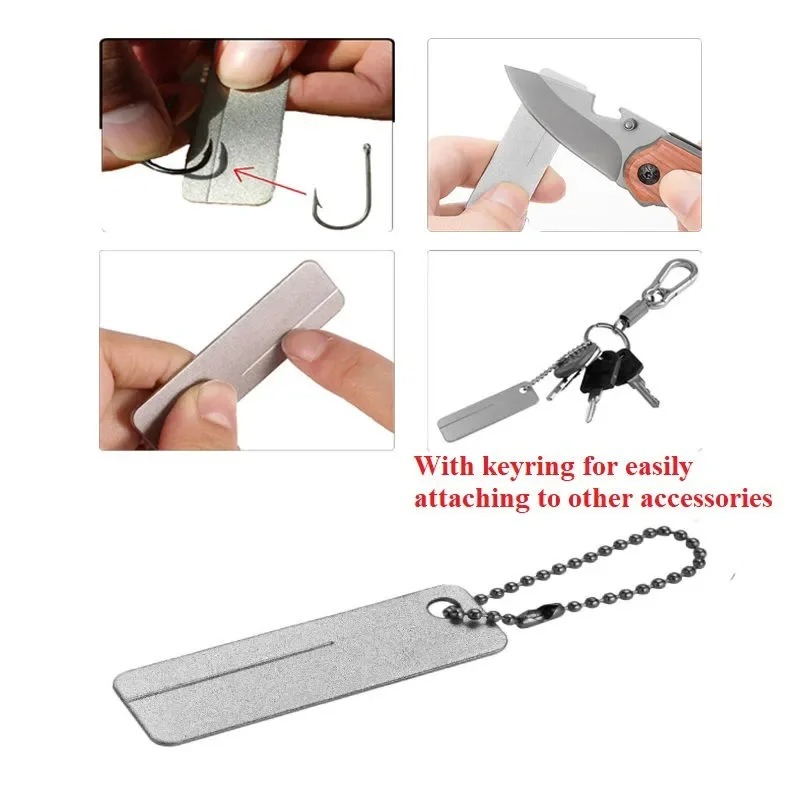 حجر شحذ ماسي صغير على شكل سلسل - مراجعة Outdoor Camping Knife وسعره