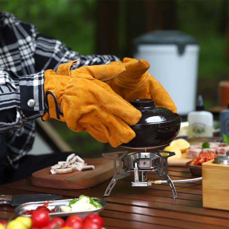 قفازات مقاومة للحرارة والاشتعا - مراجعة Outdoor Camping Grill وسعره